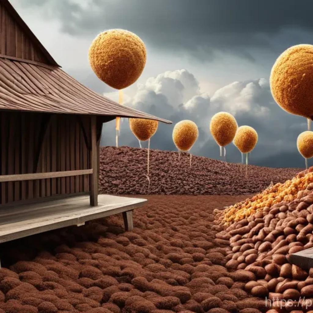 제과 원료의 수입 동향 - **Prompt 1: "A visually dynamic and slightly chaotic scene depicting the global confectionery market...