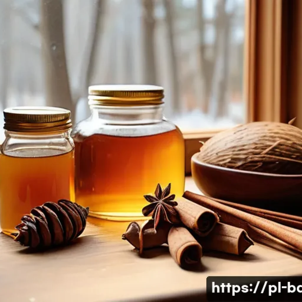 식물성 제과 원료 - A cozy rustic kitchen scene featuring natural plant-based sweeteners: maple syrup in a glass bottle ...