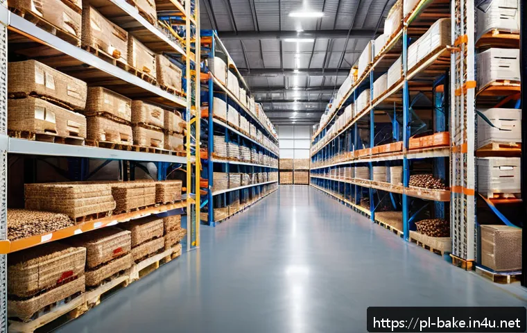 과자 원료 공급업체 - A high-resolution image of a modern Polish snack ingredient supplier’s warehouse interior, showcasin...