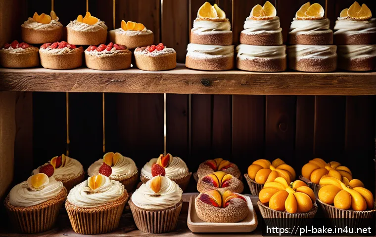 디저트제과 가격대별 비교 - A rustic artisan bakery display showcasing an assortment of freshly baked cakes made with natural in...