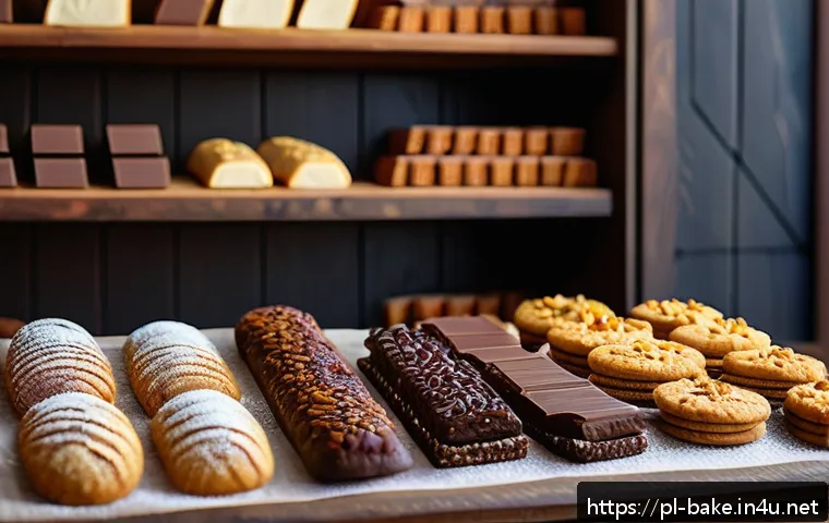 기타 제과 제품 영양소 - A cozy artisan bakery display featuring a variety of traditional Polish sweets made with natural ing...