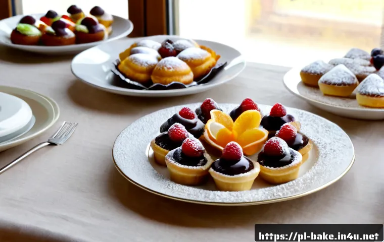 Home 17 디저트용 제과 추천 - Photorealistic overhead dessert table featuring elegant Polish confectionery: kremowka slices, delic...
